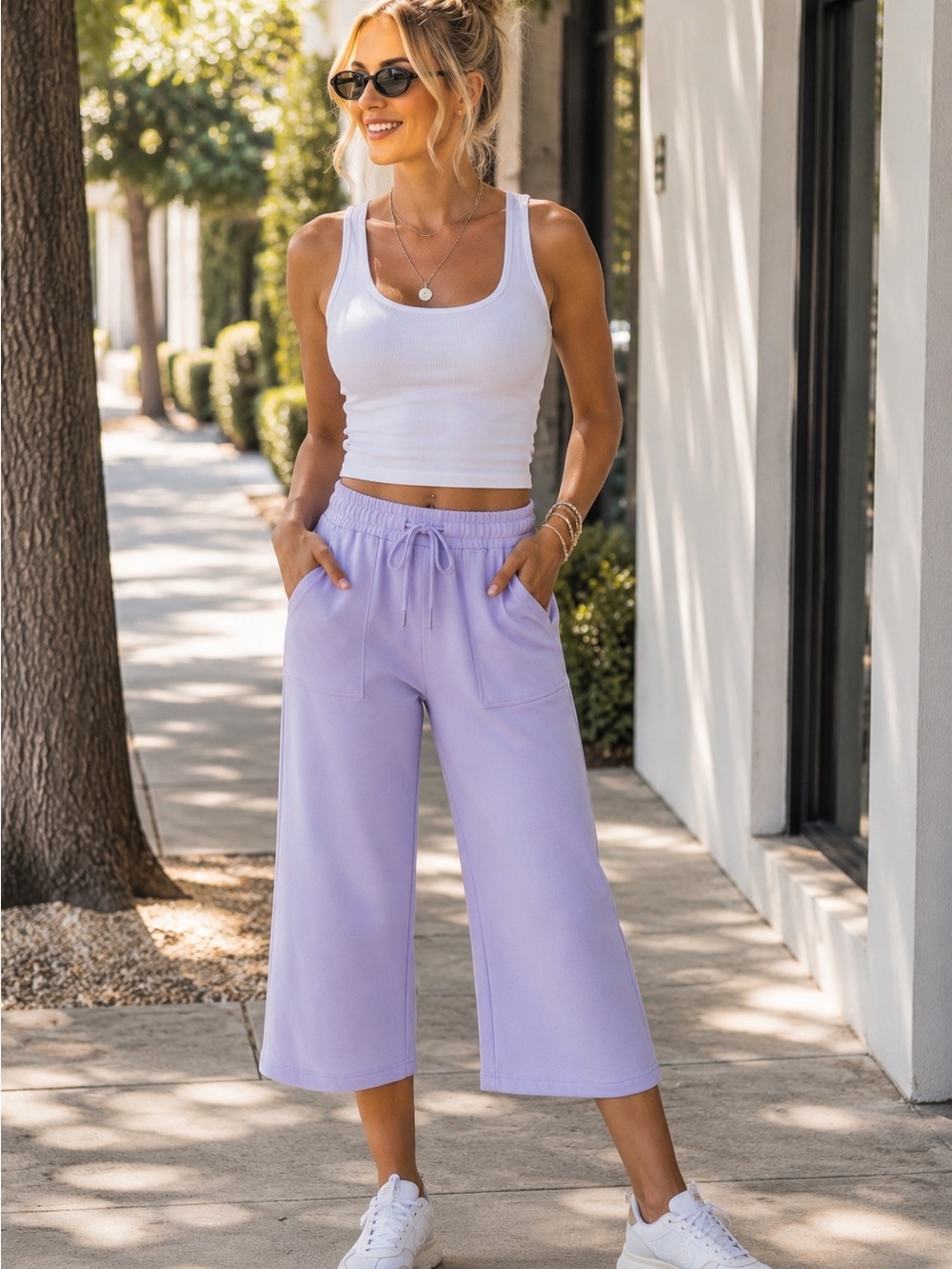 🛍️NWT Heyson Brushed Cotton Terry Capri Pants in Light Lavender